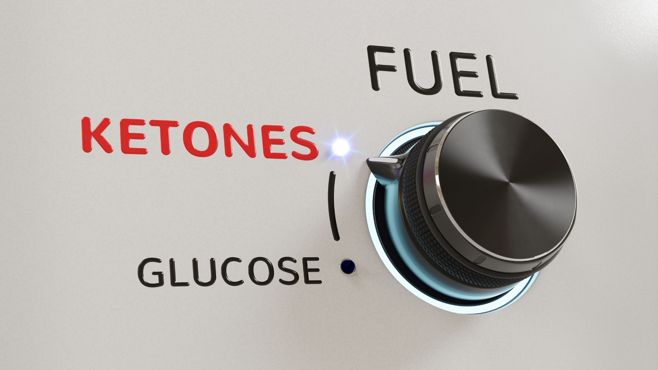 A fuel dial pointing at ketones instead of glucose